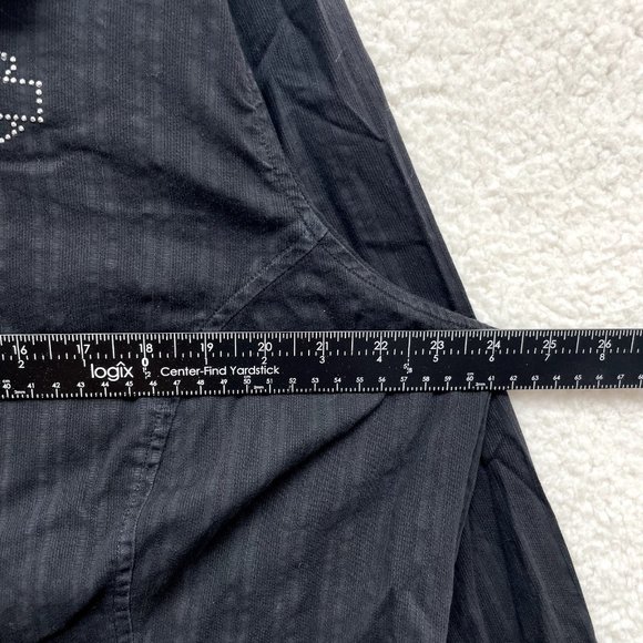 Y2K 2000s Harley Davidson Plus Size Blouse Womens 1X Black Studded Cyber Grunge - Picture 5 of 9